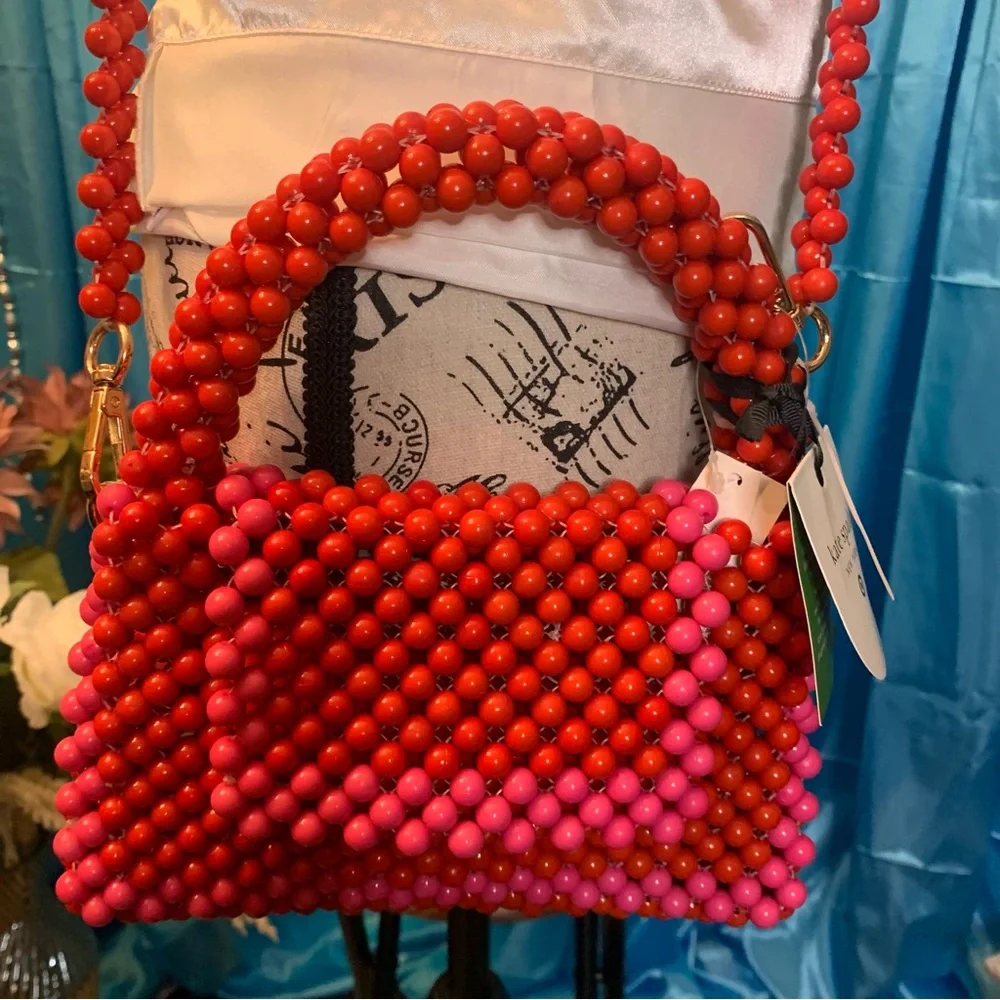 ❤️Price Drop❤️Kate Spade Red and Pink Mini Bag with Beaded Design - Picture 8 of 9